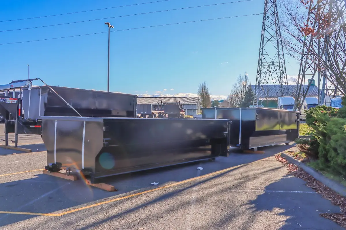Roll-off dumpster ready for waste disposal at job site for Construction Dumpster Rental in Detroit